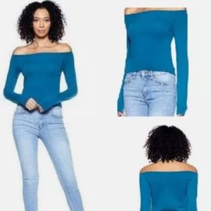 Teal Off Shoulder Top With Free Face Mack In Size Medium